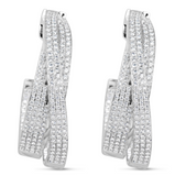 white gold diamond overlap hoop earrings