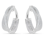 white gold diamond overlap hoop earrings