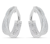 white gold diamond overlap hoop earrings