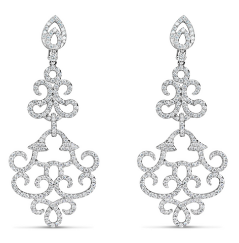 white gold diamond chandelier earrings