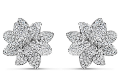 white gold diamond flower earrings