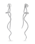 white gold spiral diamond dangle earrings