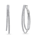 white gold diamond double hoop earrings