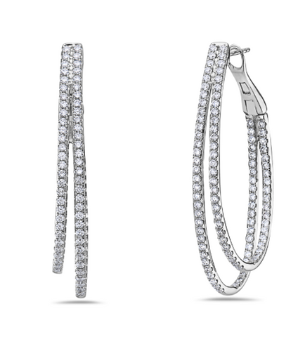 white gold diamond double hoop earrings