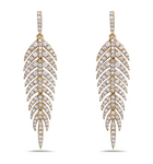 yellow gold diamond leaf dangle earrings