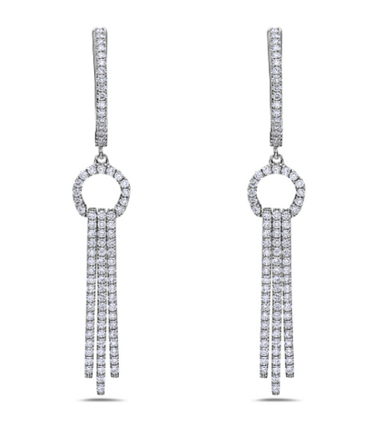 white gold diamond tassel earrings