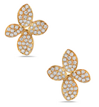 yellow gold diamond floral earrings