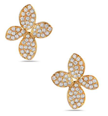 yellow gold diamond floral earrings