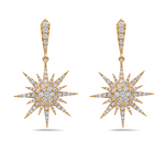 yellow gold diamond starburst drop earrings