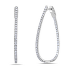 white gold diamond oval hoop earrings