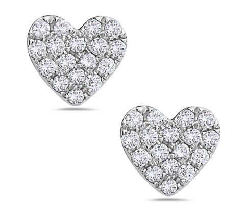 white gold diamond heart cluster earrings