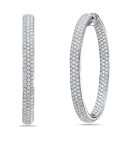 white gold diamond pave hoop earrings