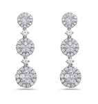 white gold diamond cluster drop earrings