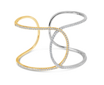 white gold and yellow gold twisted diamond cuff bracelet