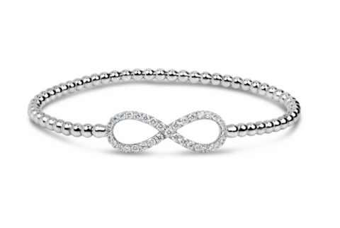 white gold diamond infinity beaded bangle