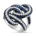 white gold blue sapphire and diamond cocktail ring