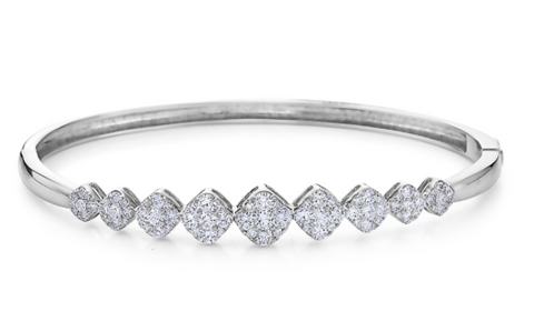 white gold diamond cluster fashion bangle