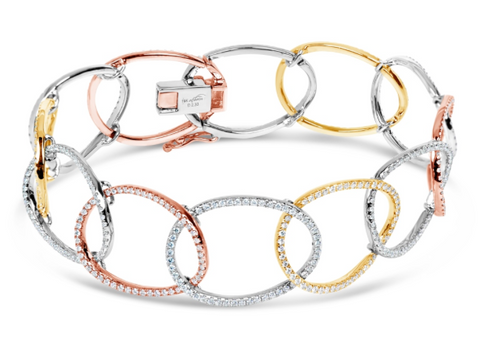 rose gold white gold and yellow gold diamond fashion bracelet