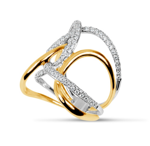 two tone diamond loop ring