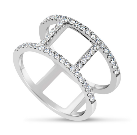 white gold diamond open concept fashion ring