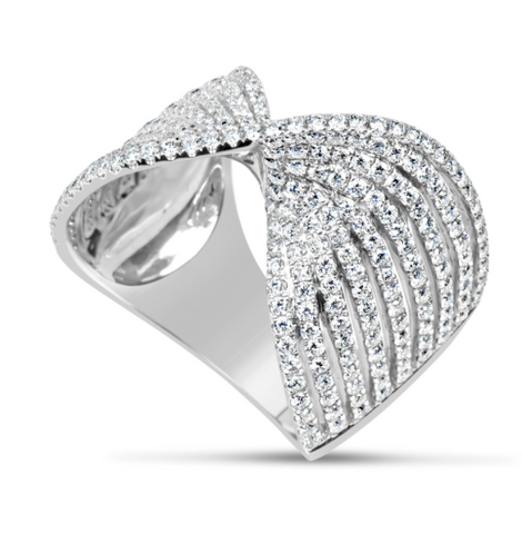white gold multi row diamond ring