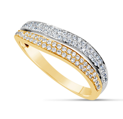 white gold and yellow gold diamond fashion ring