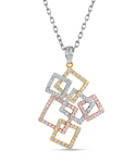 18kt Tri Color Diamond Geometric Pendant (1.10 ctw)