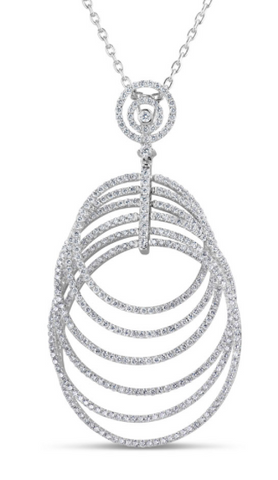 white gold circle diamond statement pendant