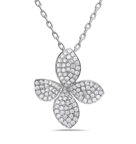 18kt White Gold Diamond Floral Pendant (.97 ctw)