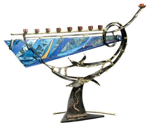 gary rosenthal large swirled menorah