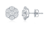 14kt White Gold Diamond Cluster Stud Earrings (2.10 ctw)