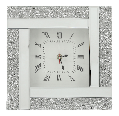 Silver Glittered Table Clock