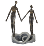 bronze couple holding hands sculpture