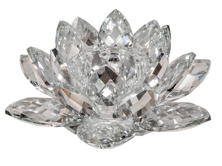 silver lotus crystal candleholder