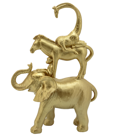 Gold Stacking Animals Sculpture