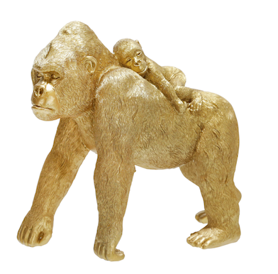 Gold Gorilla w/ Baby Figurine
