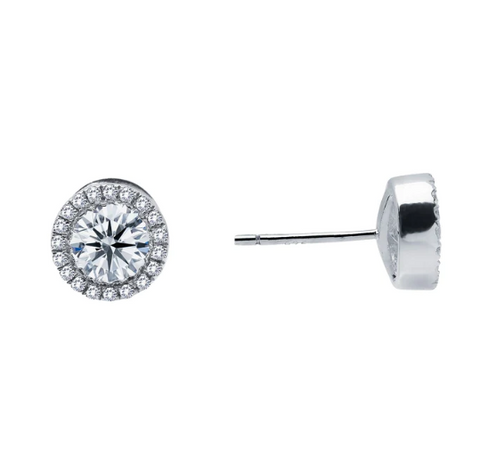 lafonn halo stud earrings in white