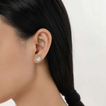 lafonn halo stud earrings in white on female