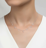 lafonn frameless raindrop necklace on female
