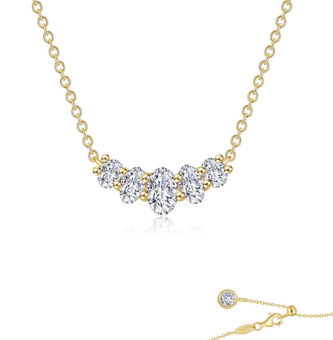 lafonn oval five stone necklace in yellow