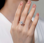 lafonn single row solitaire engagement ring on hand