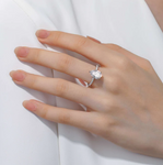 lafonn pear shaped single row solitaire engagement ring on hand