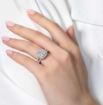 lafonn halo engagement ring on hand