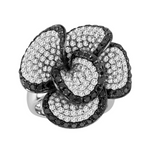 black and white diamond flower ring