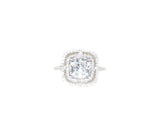 sterling silver cushion cut CZ double halo engagement ring