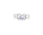 sterling silver three stone CZ accented engagement ring