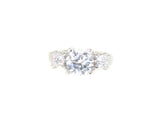 sterling silver three stone CZ accented engagement ring